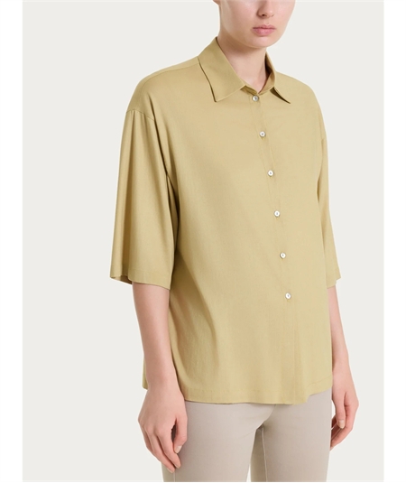 Ragno DS26SC -Camicia manica ampia 3/4 chiusura frontale con bottoncini in Voile Stretch. Colore: Khaki C74
