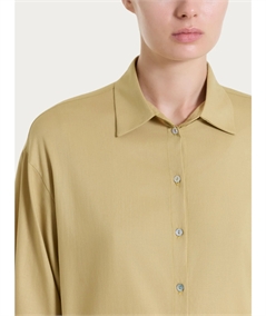 Ragno DS26SC -Camicia manica ampia 3/4 chiusura frontale con bottoncini in Voile Stretch. Colore: Khaki C74