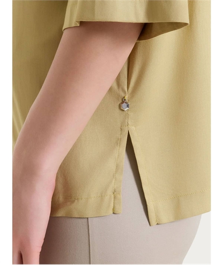 Ragno DS26SC -Camicia manica ampia 3/4 chiusura frontale con bottoncini in Voile Stretch. Colore: Khaki C74