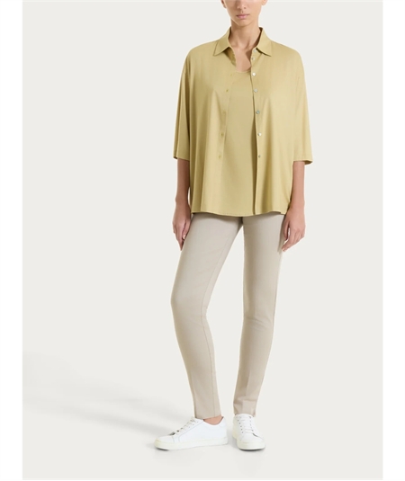 Ragno DS26SC -Camicia manica ampia 3/4 chiusura frontale con bottoncini in Voile Stretch. Colore: Khaki C74