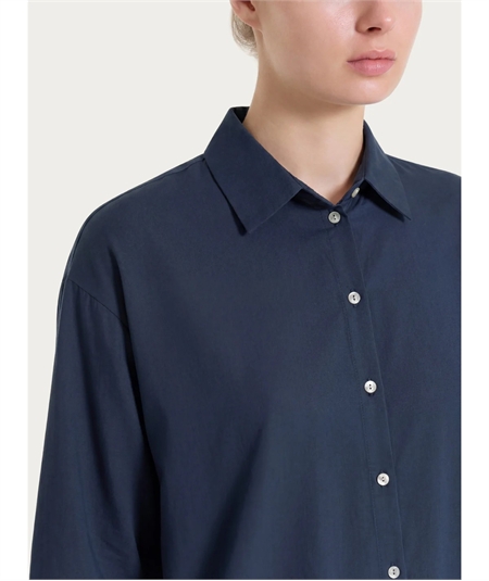 Ragno DS26SC -Camicia manica ampia 3/4 chiusura frontale con bottoncini in Voile Stretch. Colore: Bleu 078