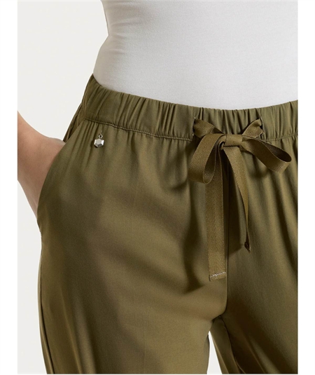 Ragno DH15PU - Pantalone Jogger con couliise in mussola di cotone. Colore: DarK Olive B09