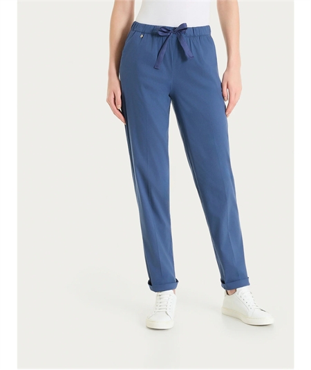 Ragno DH15PU - Pantalone Jogger con couliise in mussola di cotone. Colore: Oceana C70
