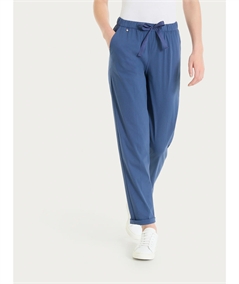 Ragno DH15PU - Pantalone Jogger con couliise in mussola di cotone. Colore: Oceana C70