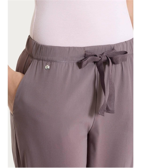 Ragno DH15PU - Pantalone Jogger con couliise in mussola di cotone. Colore: Plum Truffle C71