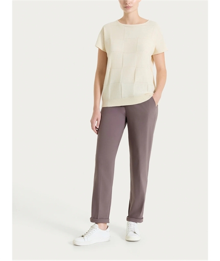 Ragno DH15PU - Pantalone Jogger con couliise in mussola di cotone. Colore: Plum Truffle C71