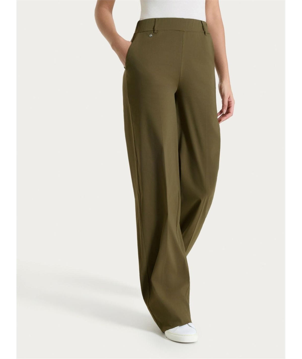 Ragno DP23P4 - Pantalone ampio con tasche in tessuto Super Fresh. Colore: Dark Olive B09
