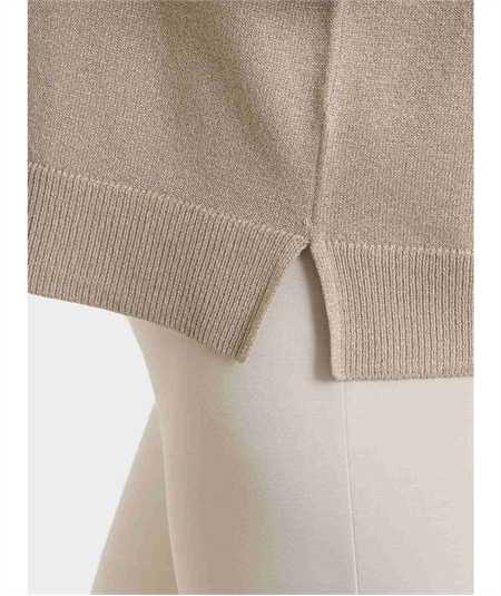 Cardigan scollo V con bottoni e manica 3/4 in Lurex. Colore: Crokery C84