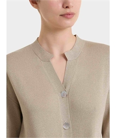 Cardigan scollo V con bottoni e manica 3/4 in Lurex. Colore: Crokery C84