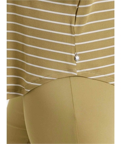 Ragno DT05TB - Maglietta a righe con collo a barchetta manica corta in viscosa piquet. Colore: Fant. Khaki C74F