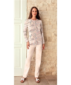 Q.bò QPA757-RC Pigiama Manica Lunga Girocollo Serafino – Cotone & Modal. Colore: Rosa Chiaro