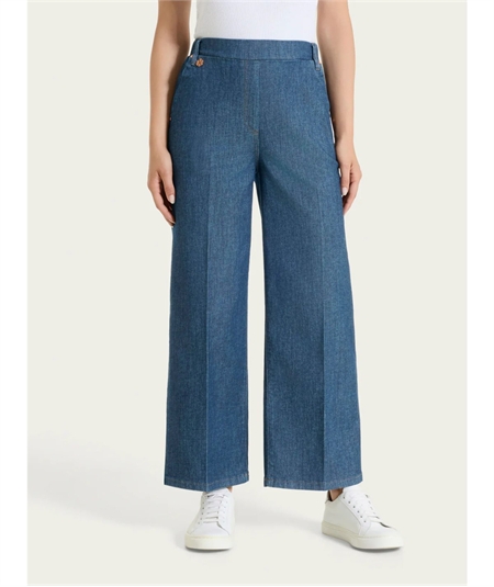 Ragno DS88P4 - Jeans Cropped ampio con tasche e vita piatta in Light Denim. Colore: Delavé