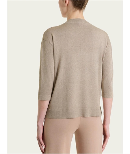 Ragno DS77M5 - Maglia con scollo a V manica 3/4 in tessuto Lurex. Colore: Crockery C84