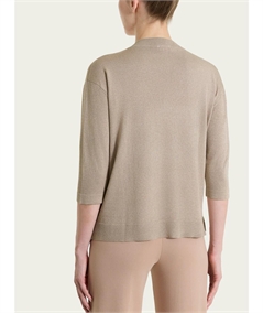 Ragno DS77M5 - Maglia con scollo a V manica 3/4 in tessuto Lurex. Colore: Crockery C84