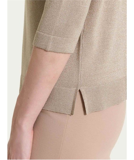 Ragno DS77M5 - Maglia con scollo a V manica 3/4 in tessuto Lurex. Colore: Crockery C84