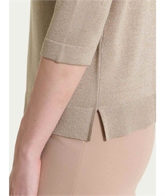 Ragno DS77M5 - Maglia con scollo a V manica 3/4 in tessuto Lurex. Colore: Crockery C84