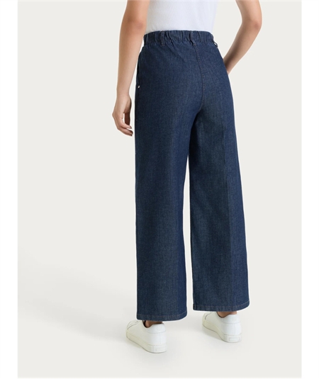 Ragno DP24P4 -Jeans donna Gamba Larga con Brillanti. Colore: Blu Indigo 716