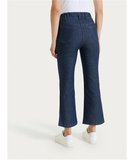 Ragno DP24PM Jeans donna Flare Cropped con Strass – Denim Leggero Elasticizzato. Colore: Indigo 716