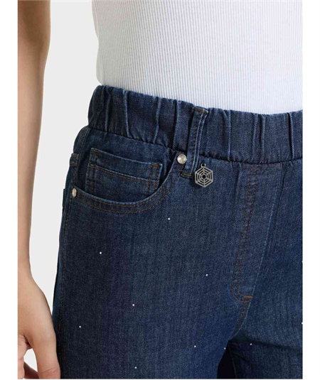 Ragno DP24PP - Jeans donna Gamba dritta con Strass– Denim Leggero Elasticizzato. Colore: Indigo 716