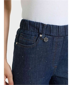 Ragno DP24PP - Jeans donna Gamba dritta con Strass– Denim Leggero Elasticizzato. Colore: Indigo 716