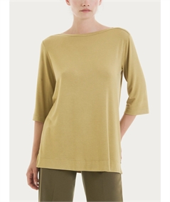 Ragno DN12TW - Maglietta collo barca con manica 3/4 in Viscosa. Colore: Khaki C74