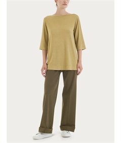 Ragno DN12TW - Maglietta collo barca con manica 3/4 in Viscosa. Colore: Khaki C74