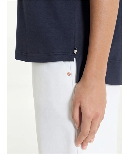 Ragno DN17TO - Maglietta donna boxy in fresco cotone Ultralight. Colore: Bleu 078