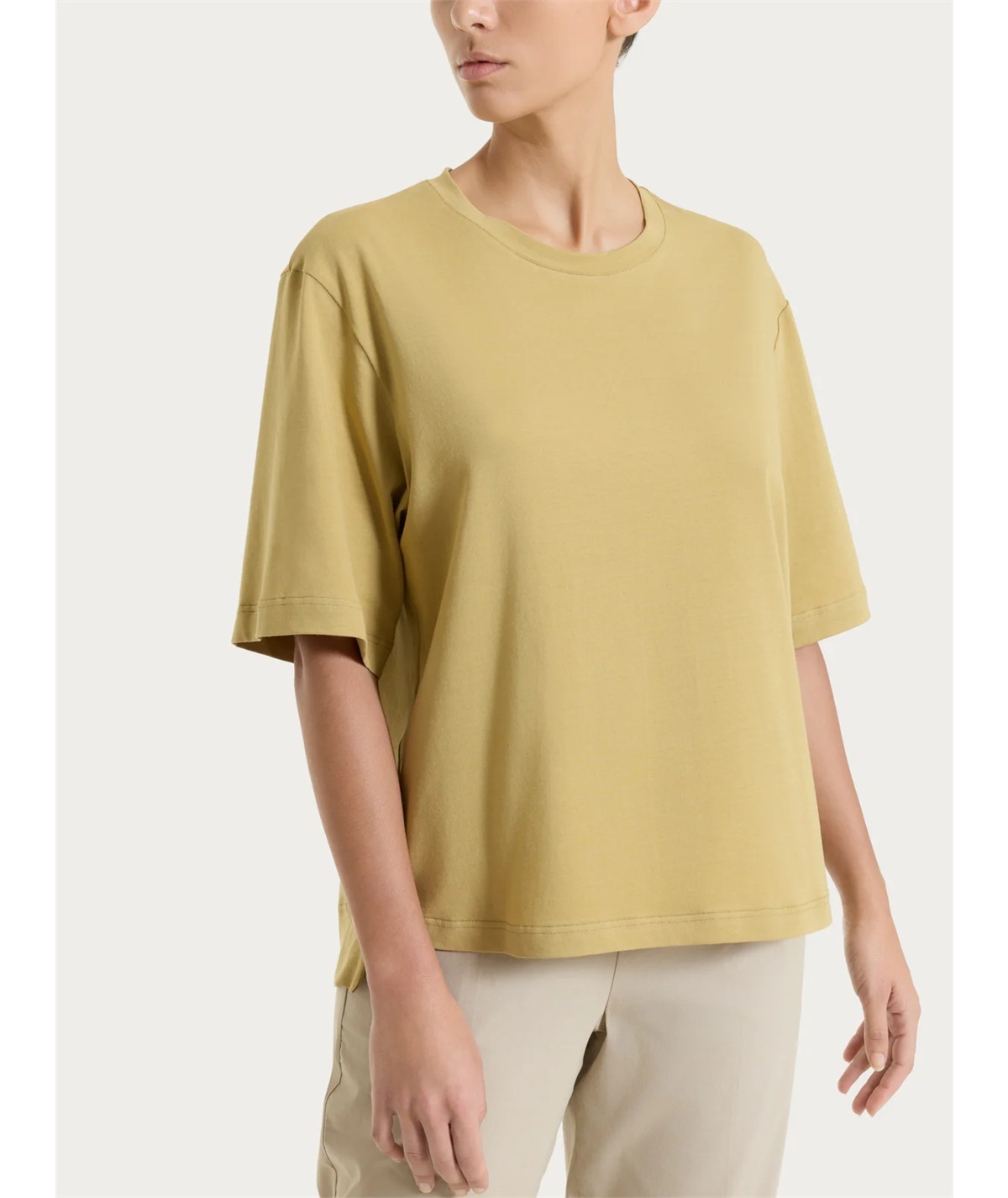 Ragno DN17TO - Maglietta donna boxy in fresco cotone Ultralight. Colore: khaki C74