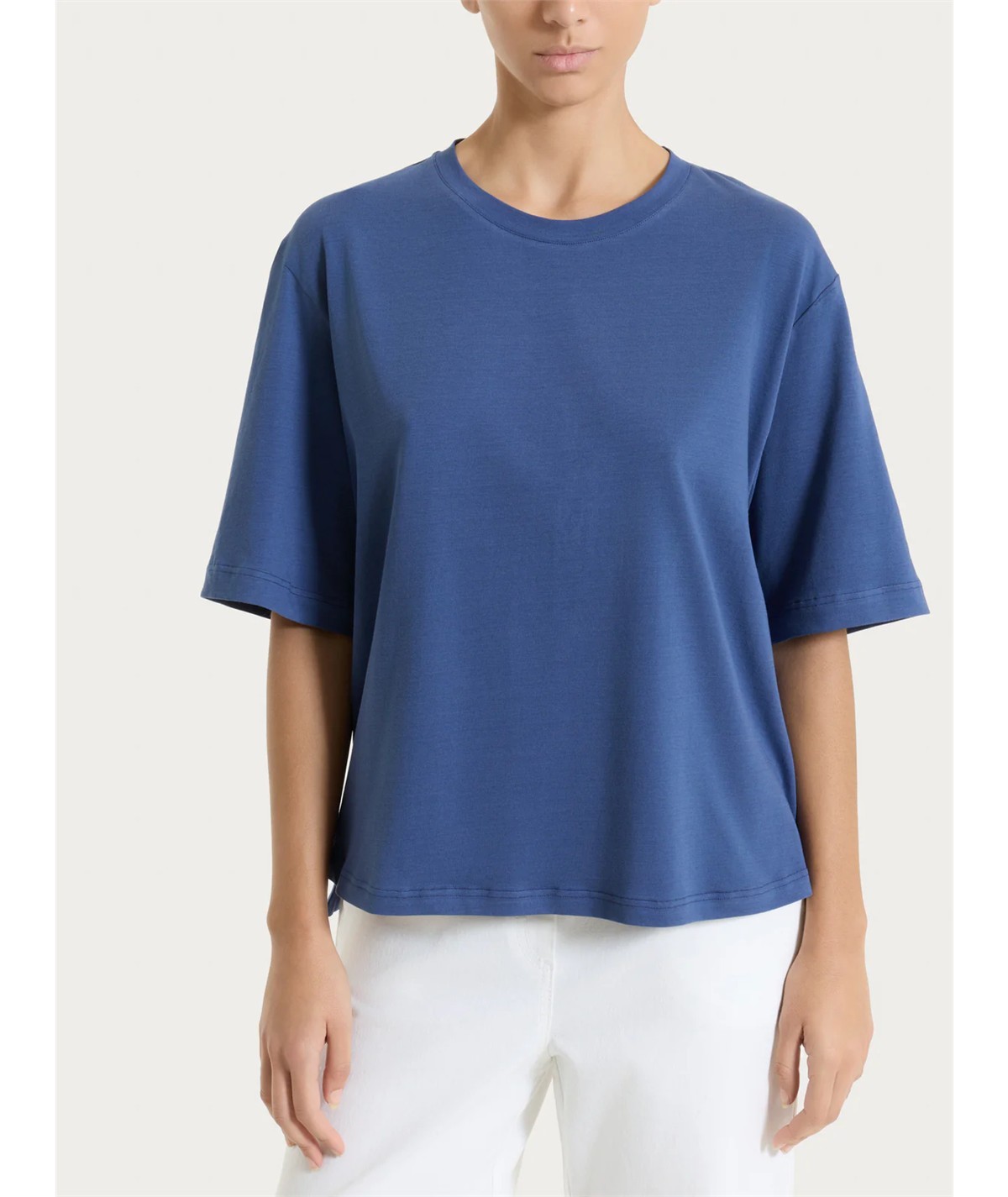 Ragno DN17TO - Maglietta donna boxy in fresco cotone Ultralight. Colore: Oceana C70