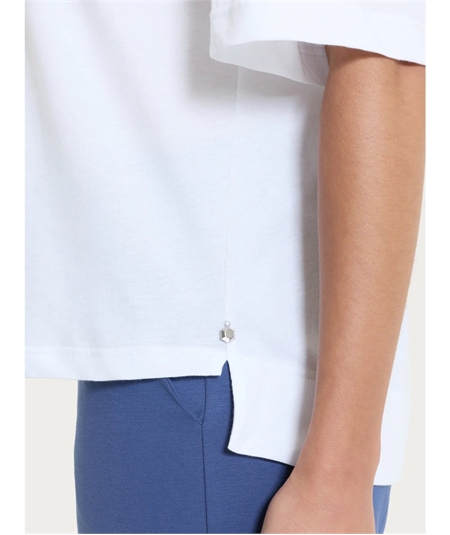 Ragno DN17TO - Maglietta donna boxy in fresco cotone Ultralight. Colore: Bianco 010