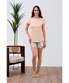 Q.bò QPA755-RC Pigiama donna Cotone & Modal - Modello Scollo barca manica e pantalone corto. Colore: Rosa Chiaro