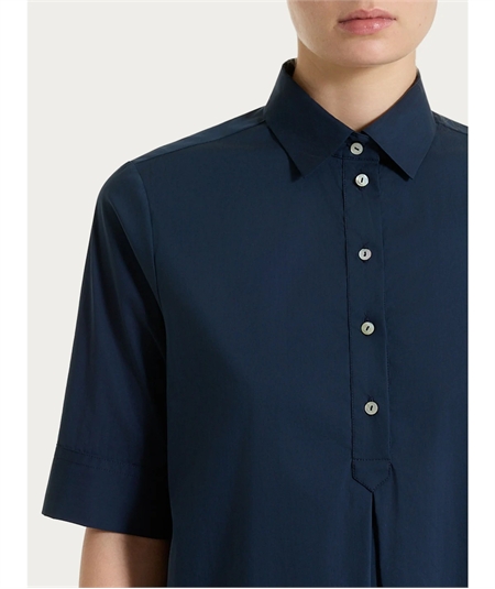 Ragno DS52DI - Abito donna con collo a camicia in Poplin di Cotone. Colore: Bleu 078