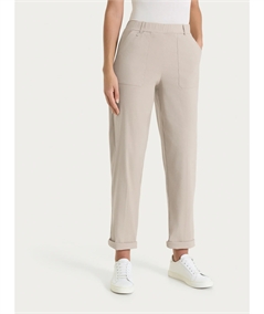 Ragno DS29PF - Pantalone Donna a Carota con Tasche - Linen Super Fresh Ragno - Fit Estivo Tapered. Colore: Crokery C84