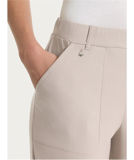 Ragno DS29PF - Pantalone Donna a Carota con Tasche - Linen Super Fresh Ragno - Fit Estivo Tapered. Colore: Crokery C84