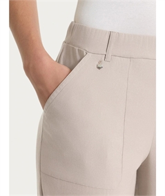 Ragno DS29PF - Pantalone Donna a Carota con Tasche - Linen Super Fresh Ragno - Fit Estivo Tapered. Colore: Crokery C84