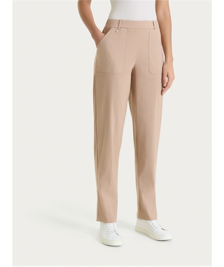 Ragno DS29PF - Pantalone Donna a Carota con Tasche - Linen Super Fresh Ragno - Fit Estivo Tapered. Colore: Warm Tape B29