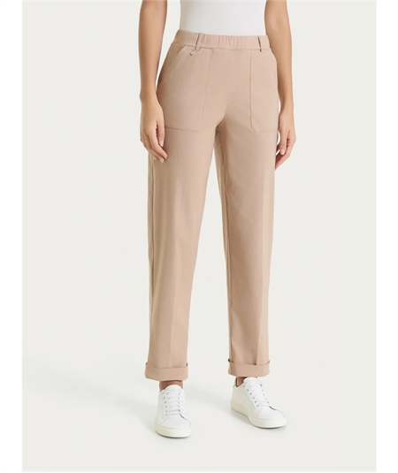 Ragno DS29PF - Pantalone Donna a Carota con Tasche - Linen Super Fresh Ragno - Fit Estivo Tapered. Colore: Warm Tape B29