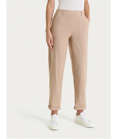 Ragno DS29PF - Pantalone Donna a Carota con Tasche - Linen Super Fresh Ragno - Fit Estivo Tapered. Colore: Warm Tape B29