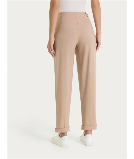 Ragno DS29PF - Pantalone Donna a Carota con Tasche - Linen Super Fresh Ragno - Fit Estivo Tapered. Colore: Warm Tape B29