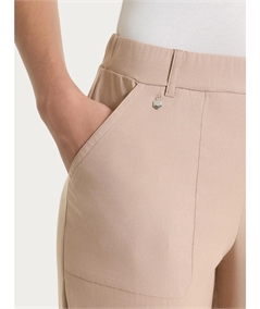 Ragno DS29PF - Pantalone Donna a Carota con Tasche - Linen Super Fresh Ragno - Fit Estivo Tapered. Colore: Warm Tape B29