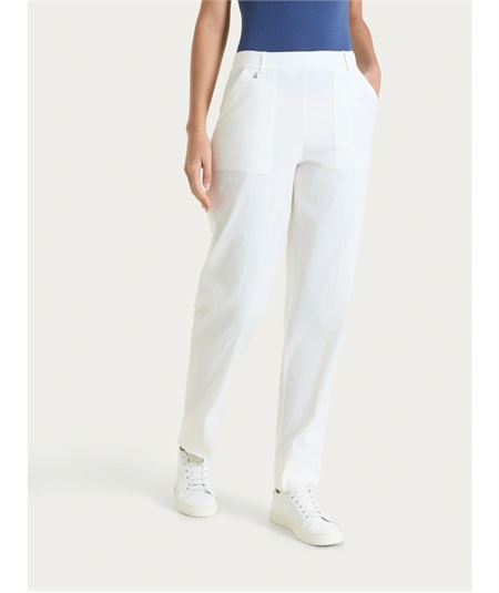 Ragno DS29PF -  Pantalone Donna a Carota con Tasche - Linen Super Fresh Ragno - Fit Estivo Tapered. Colore: Candido 521