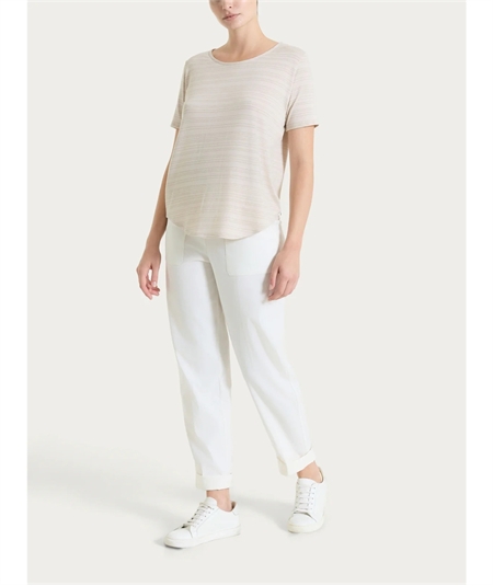 Ragno DS29PF - Pantalone Donna a Carota con Tasche - Linen Super Fresh Ragno - Fit Estivo Tapered. Colore: Candido 521