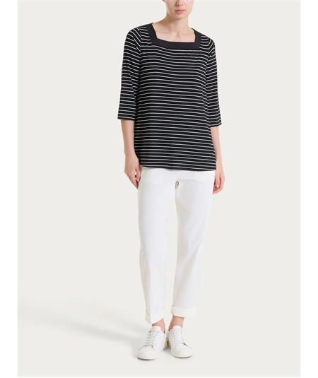 Ragno DS29PF - Pantalone Donna a Carota con Tasche - Linen Super Fresh Ragno - Fit Estivo Tapered. Colore: Candido 521