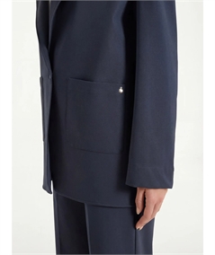 DS13GA -  Blazer Donna Estivo Ragno: Giacca Destrutturata in Compact Light a 1 Bottone. Colore: Bleu 078