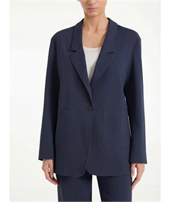 DS13GA -  Blazer Donna Estivo Ragno: Giacca Destrutturata in Compact Light a 1 Bottone. Colore: Bleu 078