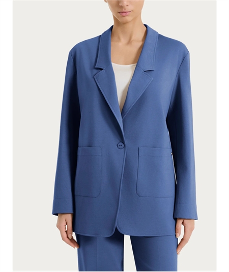 DS13GA -  Blazer Donna Estivo Ragno: Giacca Destrutturata in Compact Light a 1 Bottone. Colore: Oceana C70