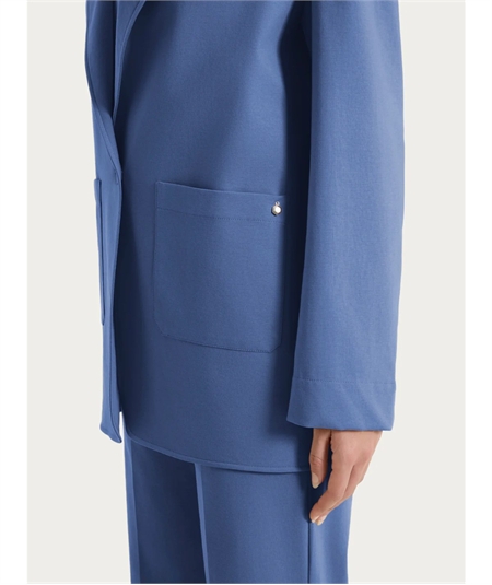 DS13GA -  Blazer Donna Estivo Ragno: Giacca Destrutturata in Compact Light a 1 Bottone. Colore: Oceana C70