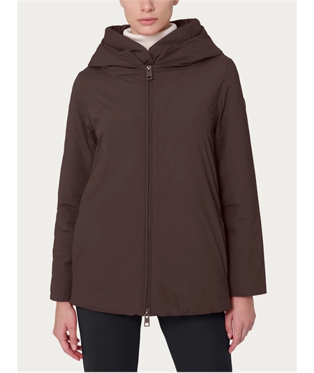 Ragno DE56KU - Piumerino - Parka con cappuccio imbottito in lana Merino. Colore: Chcocolate A75