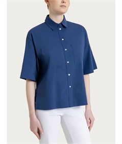 Ragno DH15S - Camicia manica corta e tasche sul petto in cotone Super Fresh Colore: Oceana C70