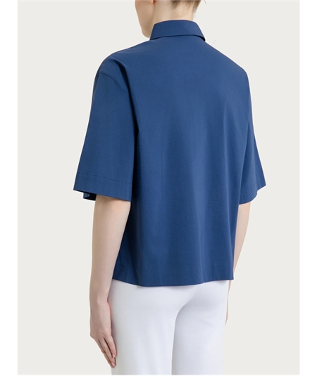 Ragno DH15S - Camicia manica corta e tasche sul petto in cotone Super Fresh Colore: Oceana C70